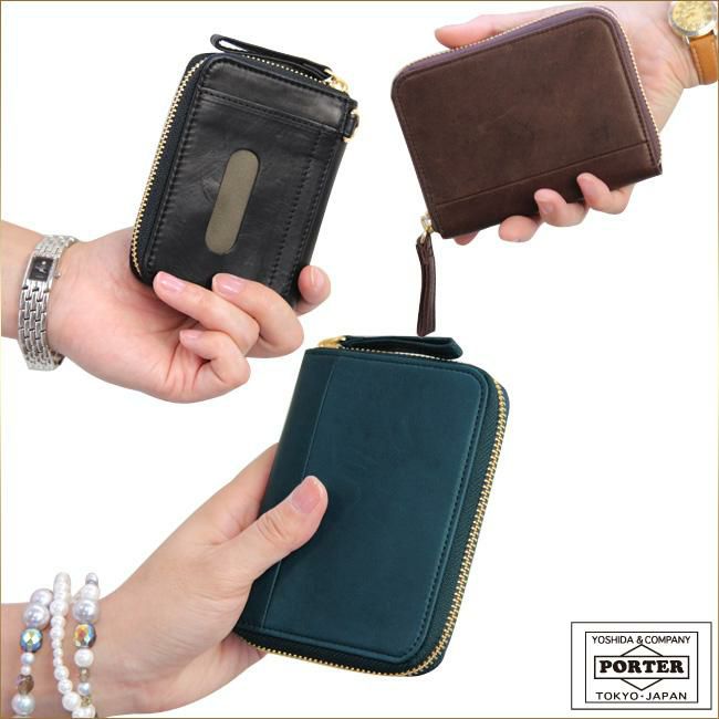 ポーター ワイズ コイン ＆ パスケース 341-01320 PORTER 財布 ラウンドファスナー 小銭入れ 定期入れ 本革 馬革 緑