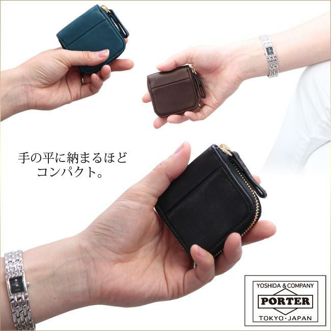 ポーター ワイズ コインケース 341-01321 PORTER 財布 小銭入れ ラウンドファスナー 本革 馬革 緑 小さめ
