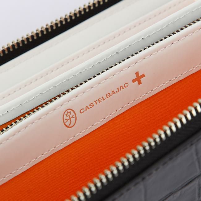 カステルバジャック 牛革 Ｌ字ジップ財布 縦型 人気デザイン オレンジ カステルバジャック CASTELBAJAC カステルバジャック 財布 長財布 本革