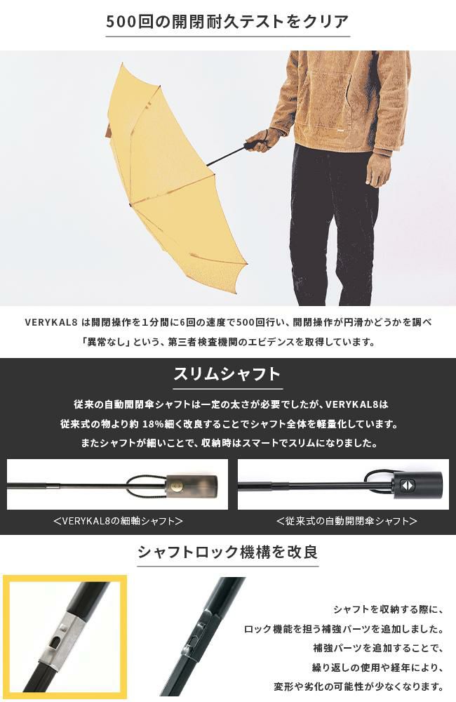 バグスロウ×アンベル ベリカル8 折りたたみ傘 8本骨 自動開閉 ワンタッチ 軽量 耐風 Amvel VERYKAL8 bugSlaw A2735