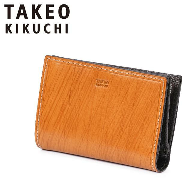 【中古美品】TAKEO KIKUCHI キャメルコート キャメル100 正規取扱店】タケオキクチ シーズン ミドル財布 TAKEO KIKUCHI